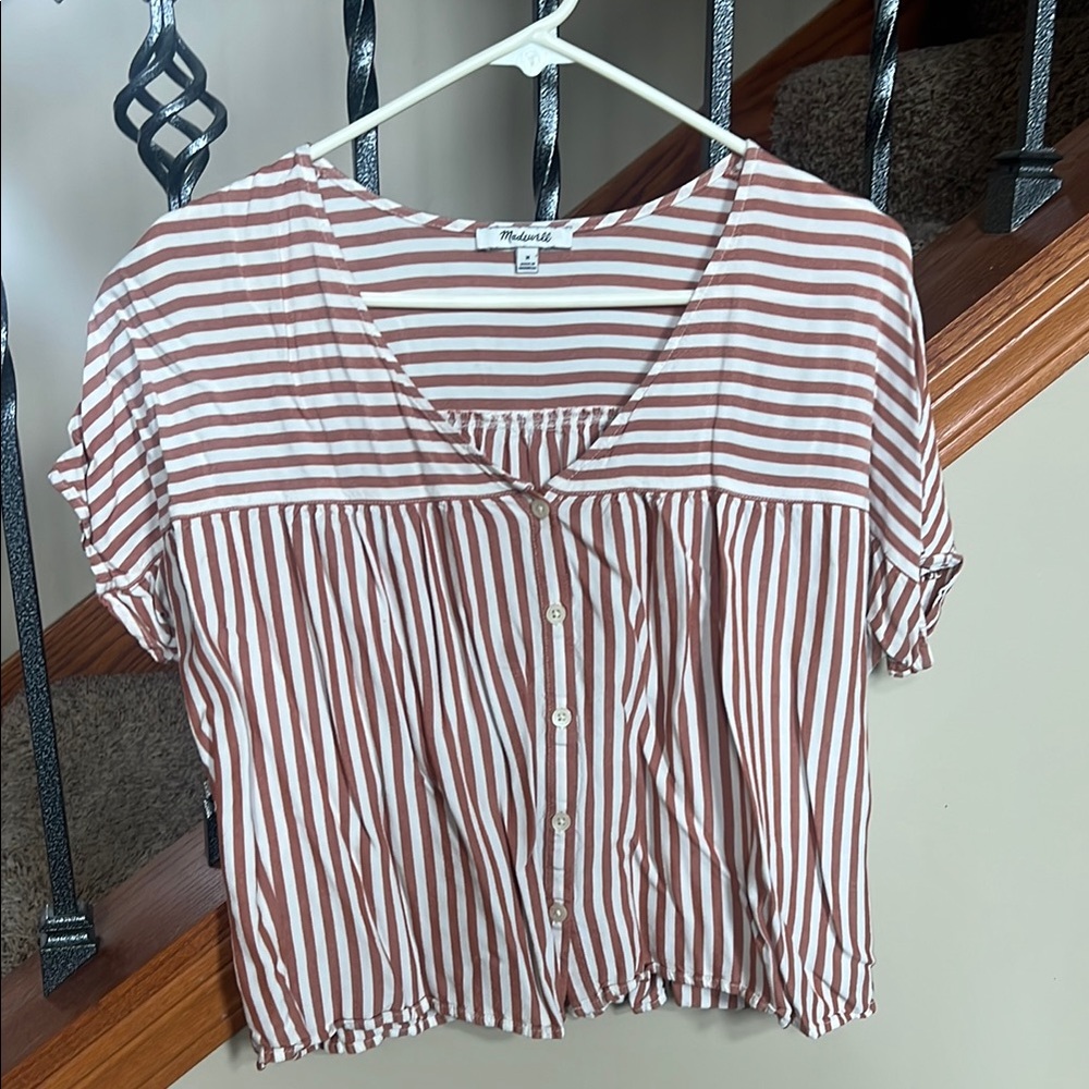 Madwell Brown Striped Women's Top medium